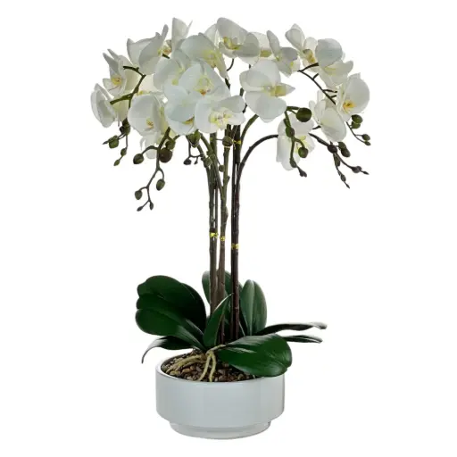 [DECO-55388] Orquídea blanca con macetero DECO-55388